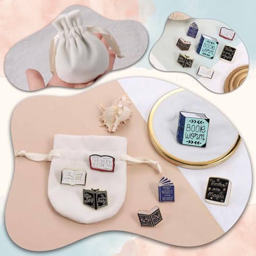 Cartoon Books Enamel Pins with Storage Gift Bag, Magic Book Badges Cute Collar Brooch Decorative Lapel Pins for Backpack Clothing Learning Graduation Gifts for Teacher Student Readers Book Lovers3
