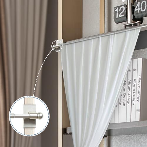 H.Versailtex PART-R2HVMAGRODS-S-01-D-1628-NICKEL 2 Pack Magnetic Curtain Rods For Metal Doors Top And Bottom Multi-Use Adjustable Appliances For Iron And Steel Place, Petite Ball Ends, 16 To 28 Inch, 1/2 Inch Diameter, Nickel thumb #3