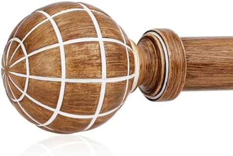 Wood Curtain Rods for Windows 48–84 Inches, 1