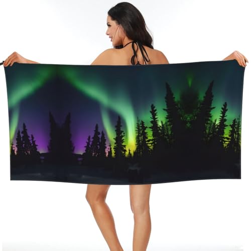 Toalla de playa de secado rápido de aurora boreal para natación, senderismo y gimnasio 8