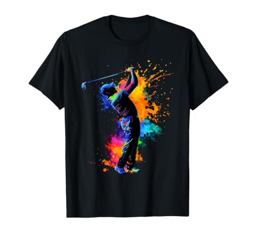 Colorful Golfer Golf Golfing T-Shirt, Men, Black, 6X-Large
