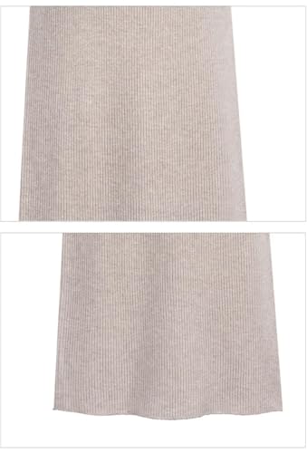 Women High-Waisted Casual A- Line Slim Skirt Solid Side Slit Knitted Midi Skirts4