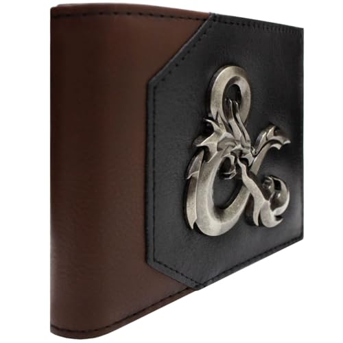 PocketGear D&D Mazmorras Tabletop y Dragones Juego de rol Emblema Billetera/Cartera Bi-Fold Porta ID & Tarjetas, Marrón