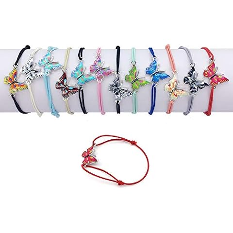Elesa Miracle 12pc Women Girl Butterfly Value Kids Party Favor Adjustable Bracelet, Set 01 Cover