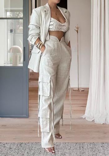 Stylish Women's Apricot Blazer & Pant Set for Effortless Elegance - Image 3