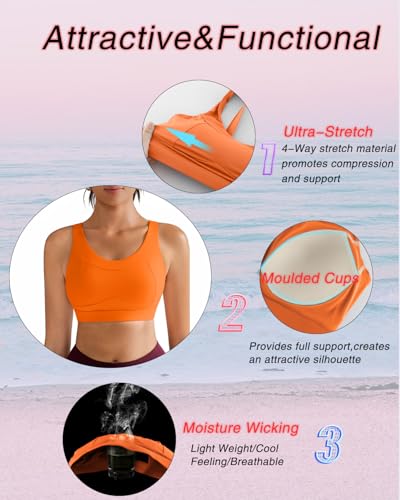 Image of RUNNING GIRL High Impact Sports Bras for Women,Racerback Running Bra Workout Crop Tank Tops Longline Sports Bra Push up