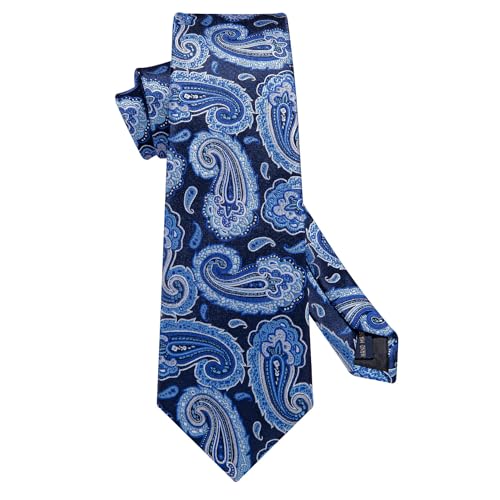 Image of HISDERN Ties for Men Paisley Floral Tie Handkerchief Classic Woven Business Formal Necktie and Pocket Square Set Wedding