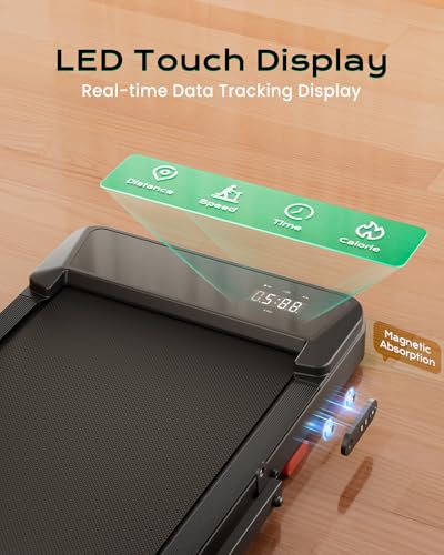 Image of TREAFLOW Walking Pad,Treadmill with Incline for Home Office, 2.5HP Portable Under Desk Treadmill with 265 Lbs Capacity,Remote Control, Led Display