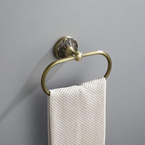 Lucyound Brass Towel Ring, Vintage Hand Towel Holder Hanger for Bathroom, Wall Mounted, Antique Gold, Oval