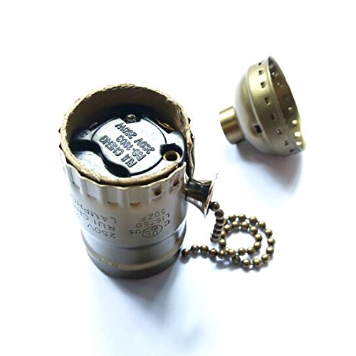 Fineled 3 Pack E26/ E27 Aluminous Shell Vintage Bronze Edison Pendant Lamp Holder,Diy Accessories E26 Screw Medium Base Light Socket With Cord Chain Switch (Antique Brass) #TOP1