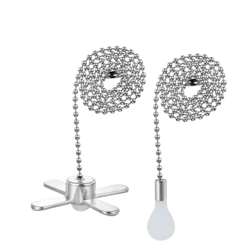 Image of Pull chain,Ceiling Fan Pull Chain Nickel Ornaments Extension Chains with Decorative Light Bulb and Fan Cord 12 Inches Fan Pull Chain Set, 2Pcs