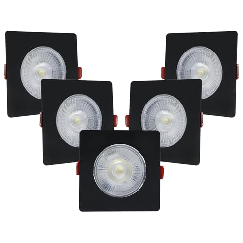 Kit 5 Spot Led Capa Preto 7w Direcionável Quadrado (Branco Quente)