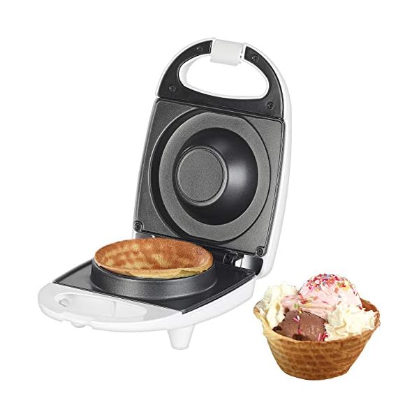 Rosenstein & Söhne Eiswaffeleisen: Waffeleisen für 1 Eiswaffel-Schälchen, antihaft-beschichtet, 520 Watt (Waffel-Becher-Maker, Eisbecher-Automat, Waffelbecher) – Bild 3