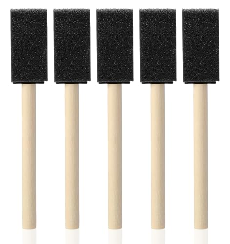 5 Pcs Foam Brush Foam Paint Brushes 1 Inch Black Wood Handle Foams Brushes for Painting Varnishes & DIY Projects