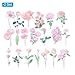 PATIKIL Transparent Flower Vinyl Stickers, 80 Sheet Waterproof PET Flowers Decals Floral Stickers for Scrapbook Journaling Crafts DIY Water Bottles, Light Pink