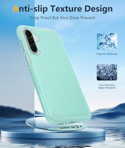 Image of FNTCASE for Samsung Galaxy A27-5G Case: Military Grade Drop Protection Phone Cover, 14ft Drop Tested, Screen Protector Included, Anti-Slip Matte Textured, TPU+PC Dual Layer Shockproof (Mint Green)
