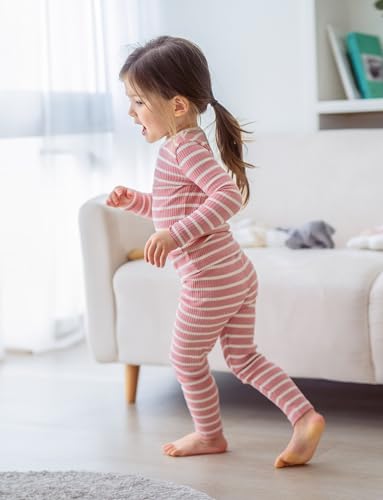 AVAUMA Baby Boys Girls Pajama Set 6M-7T Kids Cute Toddler Snug fit Pjs Cotton Sleepwear (Stripe_Indi Pink Medium)