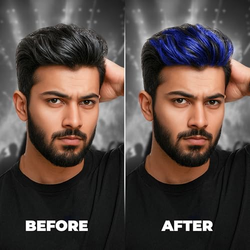 Image of Beardo Quicky Hair Color - Blue Edge, 50 ml | Temporary 1-Day 1-Wash | DIY Instant Hair Color Makeup for Men | No Bleach | No Ammonia | No Damage