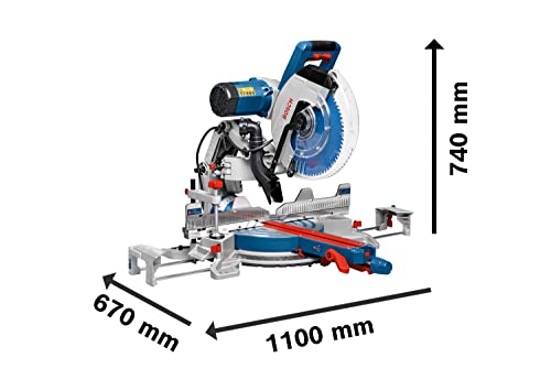 Bosch Professional Mitre Saw GCM 12 GDL (240V, incl. Insert Plate, Collet, Internal Hexagon, 1 x Circular Saw Blade, Expert for Wood, 305 x 30 x 2.4 mm, 72)