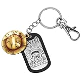 Weeb Keychains One Piece Anime Keychain with Straw Hat & Metal Dog Tag, Premium Zinc Alloy One Piece Merch for Monkey D Luffy Fans, Durable, Lightweight Keychain Gift for Everyday Carry