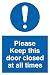 Produktbild Viking Signs MV5511-A6P-V Schild mit Aufschrift Please Keep Door Closed At All Times, Vinyl, 150 x 100 mm (H x B)