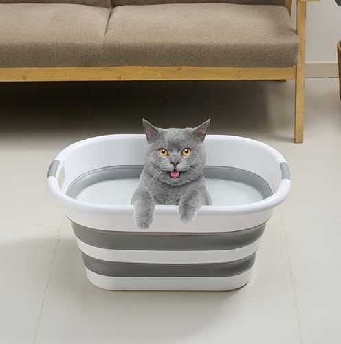 Schwänlein Multi-Functional Collapsible Pet Bathtub Portable Indoor Outdoor Foldable Washing Tub Bathing Tub Small Pets Bathtub for Puppy Small Dogs Cats (small size) - Image 6