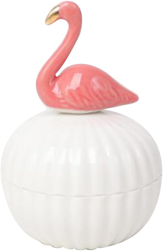 Beavorty Ceramic Flamingo Ring Box Jewelry Container for Proposal Party