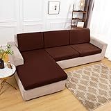 qiden Fundas Elásticas para Cojines De Sofá En Forma De L, Cojín Separado para Sofá, Funda para Chaise Longue, Protector Elástico para Muebles-Café Ligero-Cubierta de la Chaise Longue
