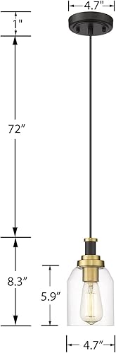 Miniatura 6 de zeyu Paquete de 2 lámparas colgantes modernas ZG33M1L-2 BK+BG y 1 lámpara de baño ZG33B BK+BG, ZG33B-M1L-2 BK+BG