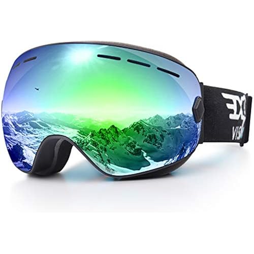 EXP VISION Snowboard Ski Goggles Men Women Youth, Anti Fog OTG Winter Snow Goggles Spherical Detachable Lens