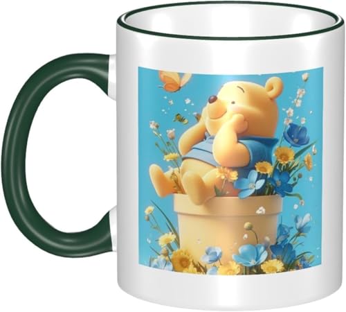 男女贈り物ク マのプーさん 耐熱カップ セラミック ティーカップ 陶器 マグ マグカップ コーヒーカップ かわいい セラミック おしゃれコップ かわいい 景品 マグ 贈答品 Dark Green