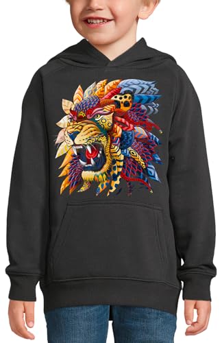 Sweat à capuche tête de lion noir, cadeau idéal enfant 12 ans