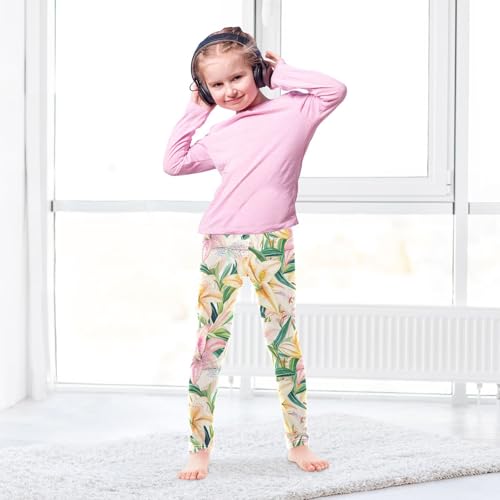 Lilies Blooming Girls Leggings Soft Stretch Workout Yoga Dance Pants for Kids Casual Tights4