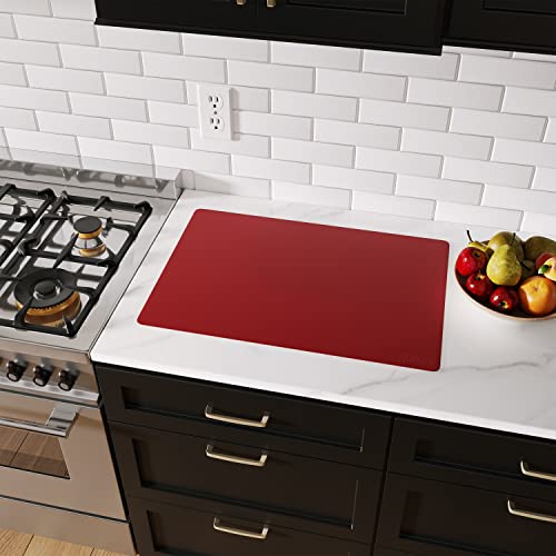 Image of GASARE, Set of 2, Extra Large, Thick, Silicone Mats for Kitchen Counter, Heat Resistant Mats, Countertop Protector, Non-Slip, Easy to Clean, 25 x 17 Inches x 1.4mm, Red