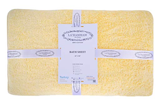La Hammam 40” × 80” Oversized Bath Sheet Towels For Bathroom, Hotel, Spa, Pool, College Dorm | Super Soft, Quick Dry And Absorbent 100% Turkish Cotton Extra Large Jumbo Bath Sheets Towel - Yellow #TOP2