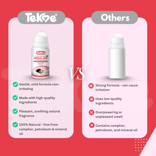 Image of Tekme Total Cold Relief Roll-On for Babies, 100% Natural with Organic Eucalyptus & Peppermint Oil, Relief from Cold, Cough, Block Nose & Nasal Congestion 40ml(Pack of 2)