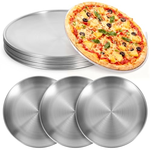 8 PCS 8 Inch Pizza Pan for Oven Non-stick Stainless Steel Pizza Pan Personal Pizzas Pans Round Bakeware Pizzas Pans for Kitchen Home Restaurant Activities Dishwasher Safe and Easy Clean