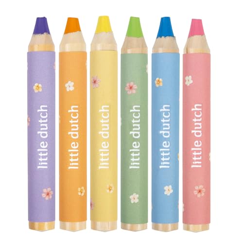 Little Dutch Lot de 6 crayons de couleur pour enfants/tout-petits - À partir de 2 ans - Rose & Friends