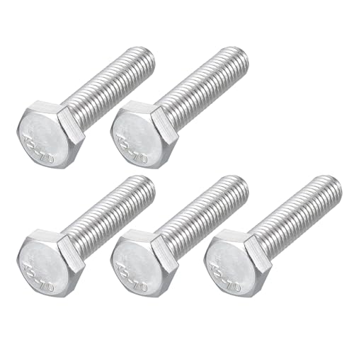 Image of METALLIXITY Hex Bolts (M8-1.25x35mm) 10Pcs, 304 Stainless Steel Coarse Fully Threaded Hex Head Screw Bolt Machine Screws - for Furniture Repair, Silver