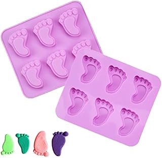 2 Pcs Silicone Cake Molds Baby Feet Chocolate Moulds 6-Cavity Cake Cookie Moulds Resin Muffin Jelly Candy Baking Molds for Making Chocolate Cake Decoration DIY Gift Baby Party Supplies