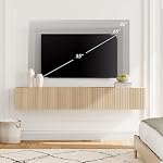 WAMPAT 70" Moderne flottante fluée TV Stand, naturel 4 Flip-Down Doors, Centre de divertissement flottant pour 80" TV, Unité murale de grande console multimédia de stockage