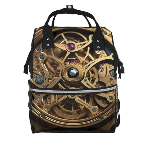 Sac à dos de voyage noir style Steampunk avec grand sac à langer et ordinateur