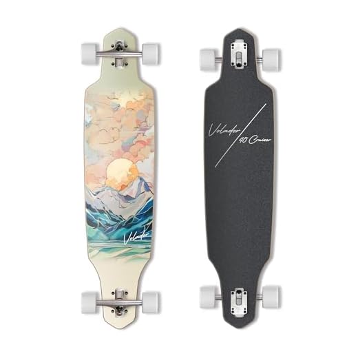 VOLADOR Urban Freeride Pro Longboard Cruiser 40inch | Canadian Maple Wood Deck & Forged Reverse Kingpin Truck | Drop Through Longboard Complete Setup for Urban Commuting (Wonderland)