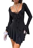 OMZIN Frauen Party Sexy Solid Color Kleider Cocktail Swing Tunika Mini...
