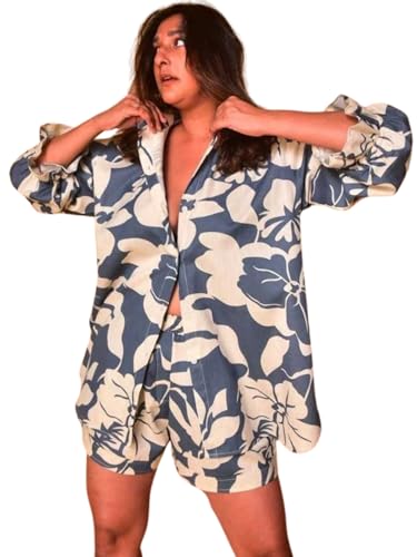 Image of Leriya Fashion Women's Rayon Co-ord Set Stylish | Summer Pajama Set for Women & Girl for Beach & Holiday Look | Night Suit| Summer Vacations Printed Pyjama Set for Goa Beach Outfits