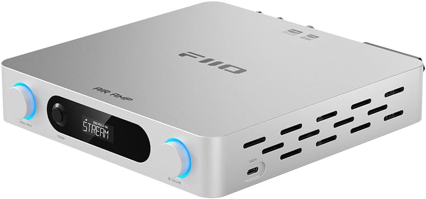 FIIO AIRAMP All-in-One Desktop Amplifier, ES9020Q DAC, XMOS XU316, 120W×2 Class D Power Amp, Bluetooth 5.0, USB Optical Coaxial Input, Subwoofer Output