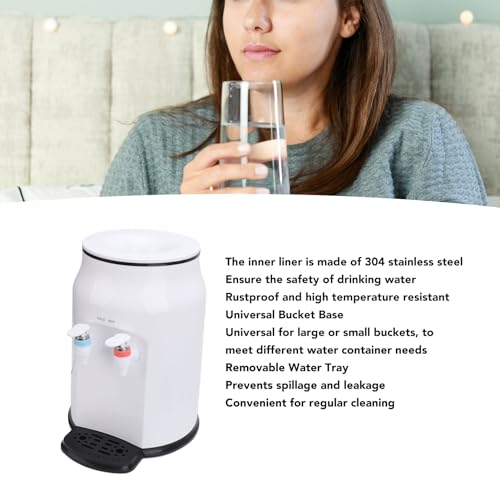 Mini Water Cooler Dispenser, Top Loading Hot Cold Water Dispenser with Universal Bucket Base, Countertop Water Cooler Dispenser for Home Dormitory Office Bedrooms