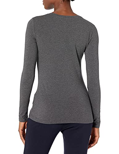 Amazon Essentials Women's Classic-Fit Long-Sleeve Crewneck T-Shirt, Charcoal Heather, Large