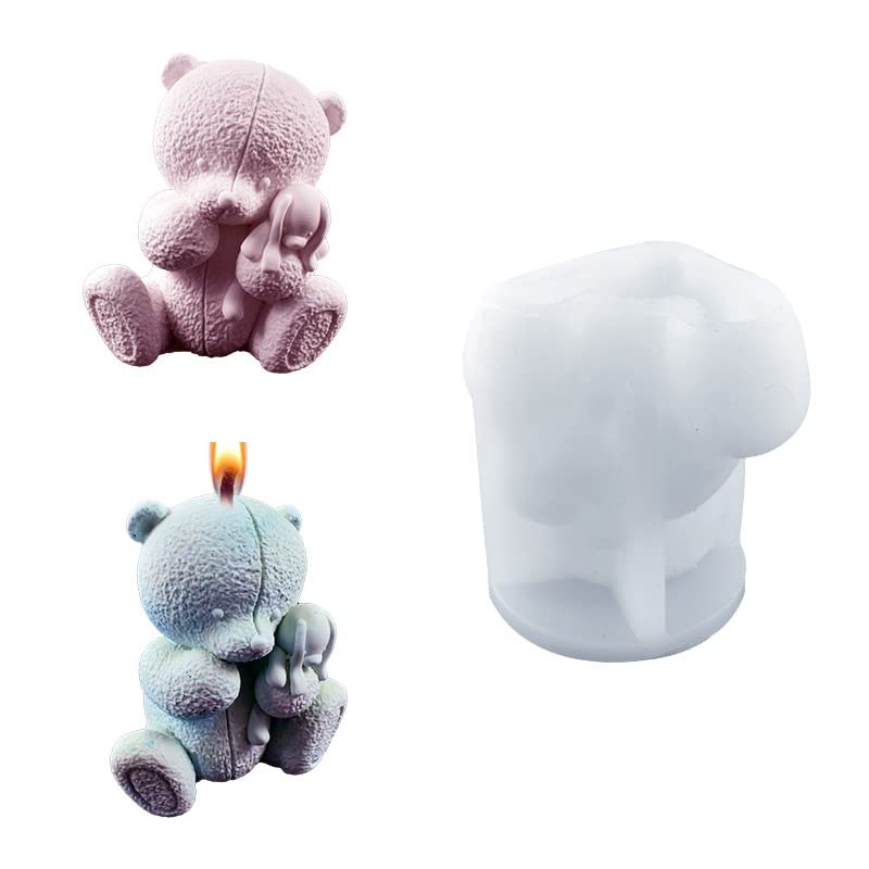 3D Candle Soap Mould, Bear Silicone Mould for Fondant, Chocolate, Cake Decor, Candle, Soap, Plaster Ornament, Resin Art