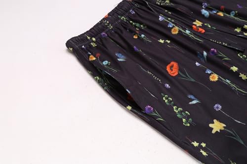 Image of Ekouaer 3 PCS Capri Pajamas for Women Set Short Sleeve Pajama Sets Floral Pj Sets Soft Sleepwear with Pockets